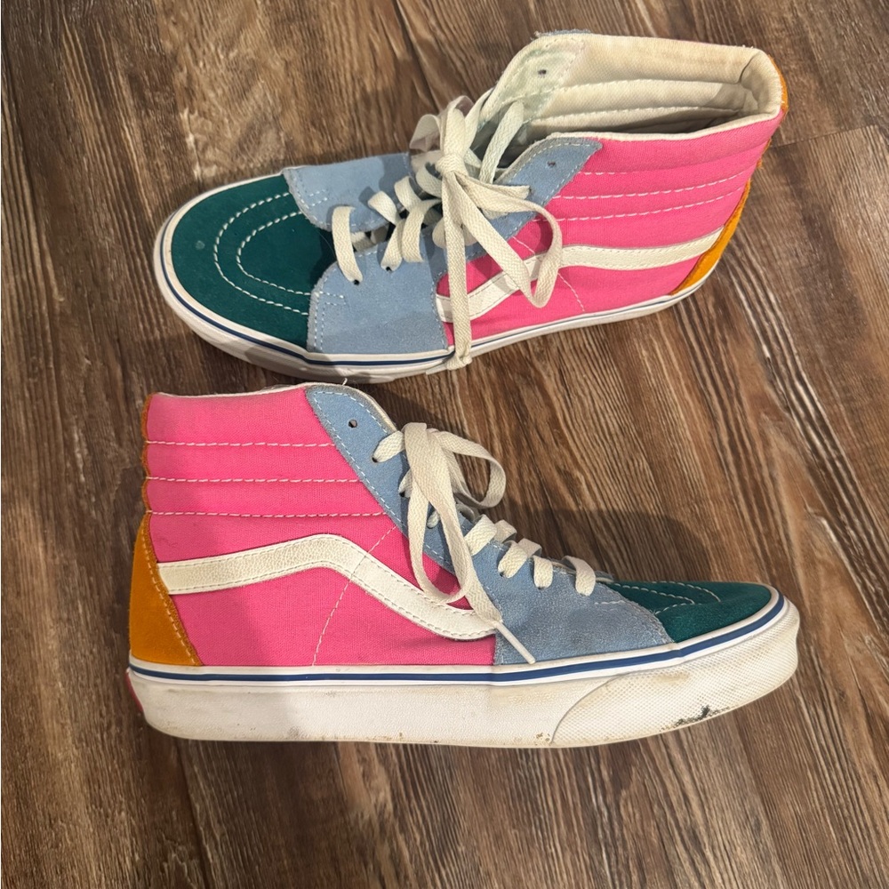 Vans Multicolor High-Top Sneakers - Pink, Blue, Green, Yellow